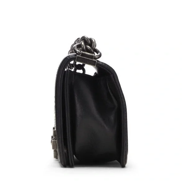 CHANEL Small Embellished Swarovski Crystal and Black Leather Boy Bag - Picture 9 of 11